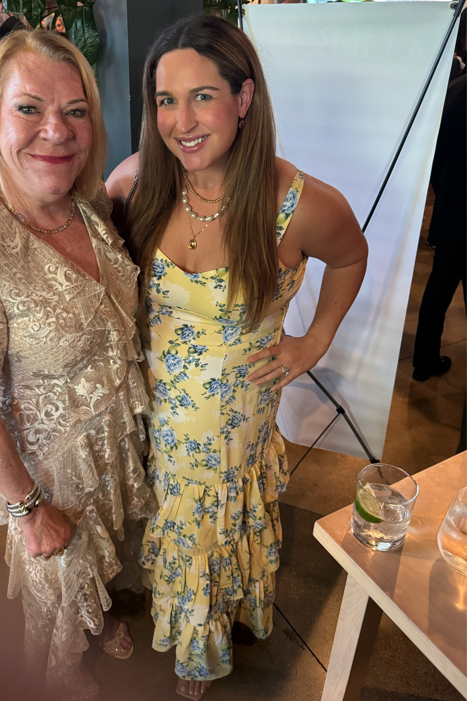 Yellow butter maxi dress with blue flowers and romantic ruffles at the bottom for a spring gala cocktail party 

#LTKStyleTip #LTKMidsize