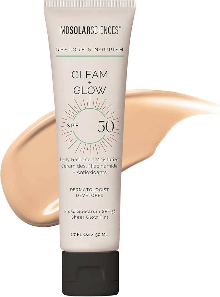 MDSolarSciences Gleam and Glow Sunscreen SPF 50 Tinted Face Moisturizer with Broad Spectrum UV Pr... | Amazon (US)