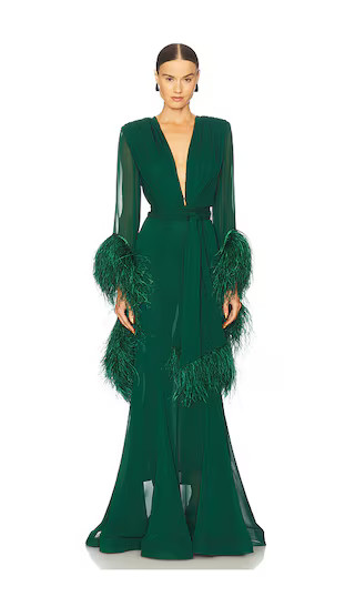 Geisha V-neck Gown in Green | Revolve Clothing (Global)