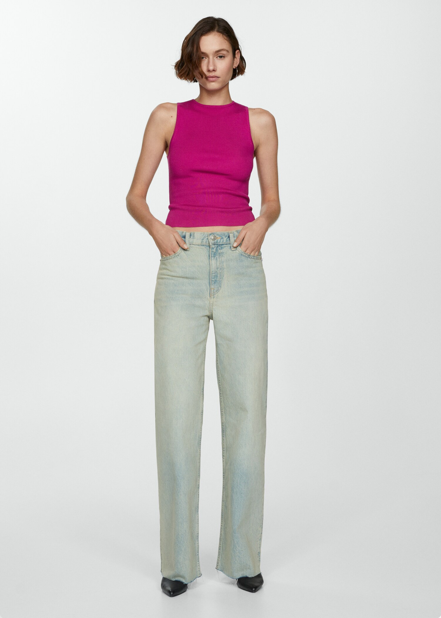 Gebreide top met brede schouderbanden | MANGO (NL)