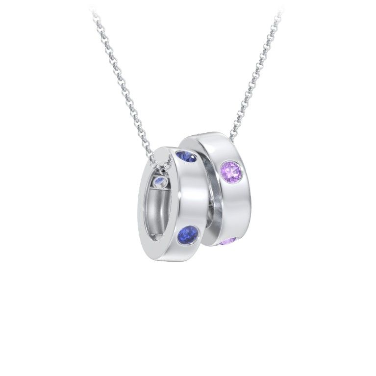 Multi-Gemstone Stacking Ring Charm Necklace - 2 | Jewlr