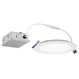 KICHLER Direct-to-Ceiling 6 in. Round Slim White 3000K Integrated LED Canless Recessed Light Kit ... | The Home Depot