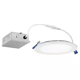 KICHLER Direct-to-Ceiling 6 in. Round Slim White 3000K Integrated LED Canless Recessed Light Kit ... | The Home Depot