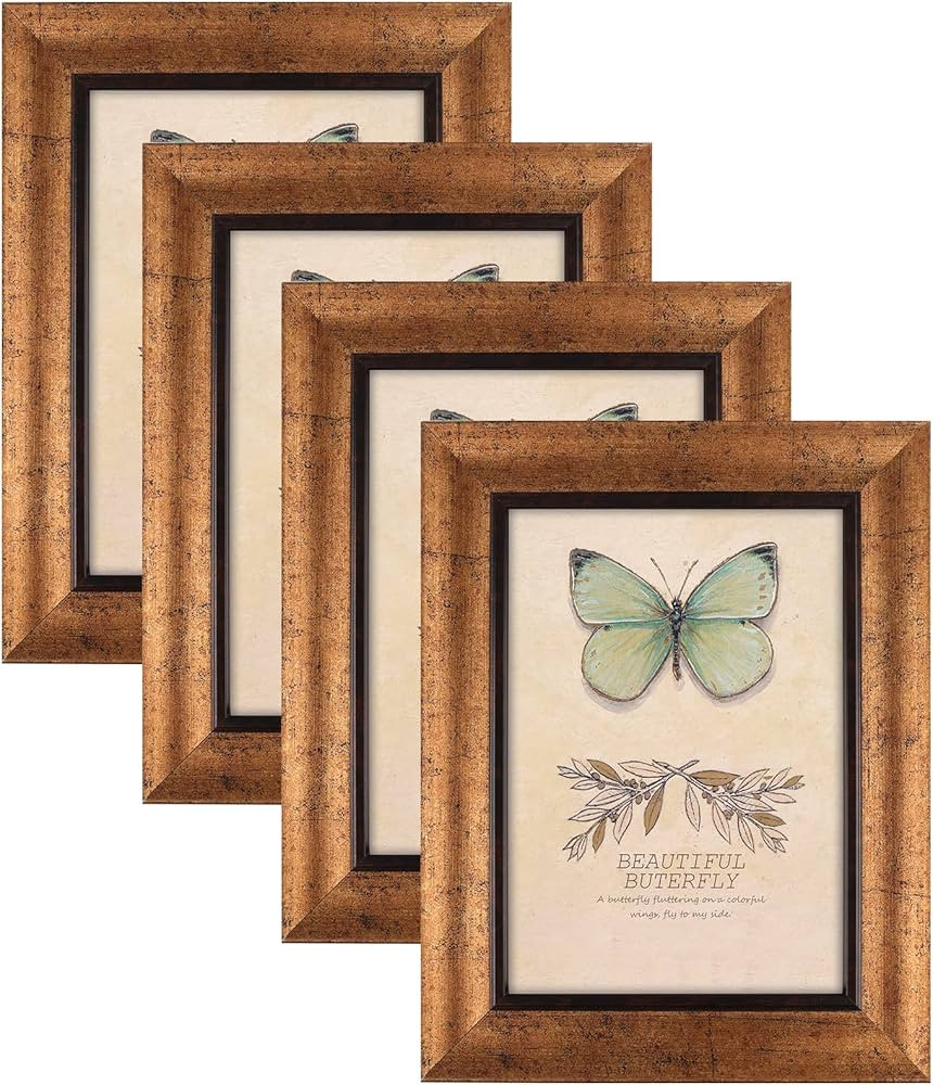 XUANLUO 5x7 Picture Frames Set of 4 Rustic Retro Photo Frame with HD plastic cover for Wall Mount... | Amazon (US)