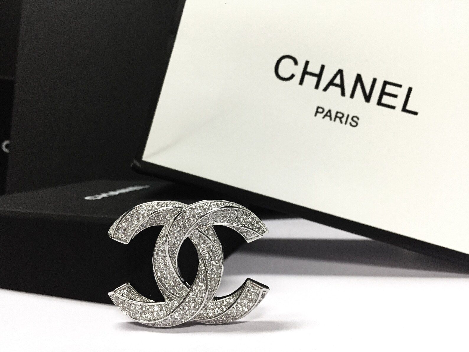Chanel Classic CC Logo Sparkling Crystals Brooch New | Etsy (US)