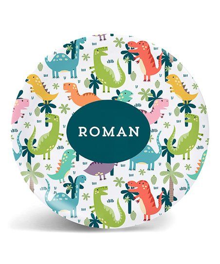 White Dinosaur Personalized Plate | Zulily