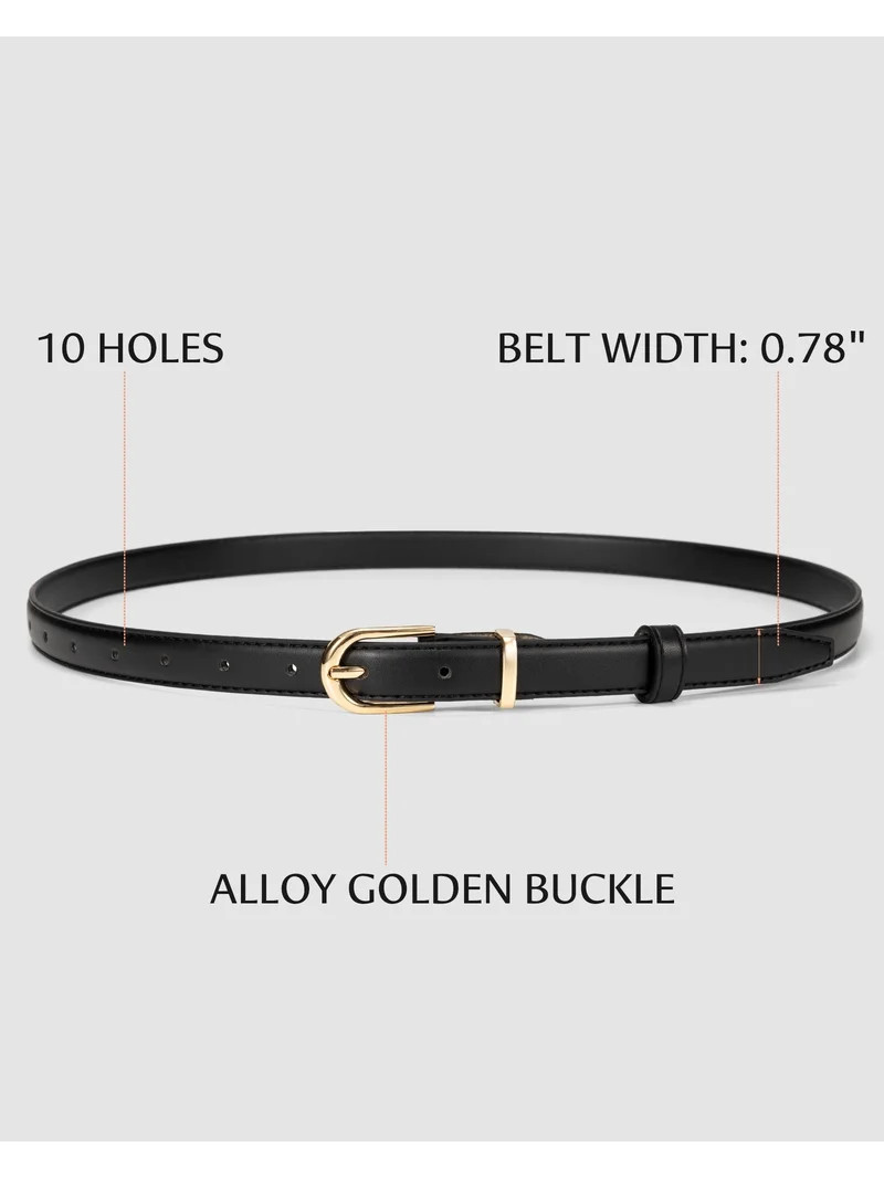Timarkment 2pcs Belts for Women Leather Womens Belts With Golden Buckle Black Brown White Women B... | Walmart (US)