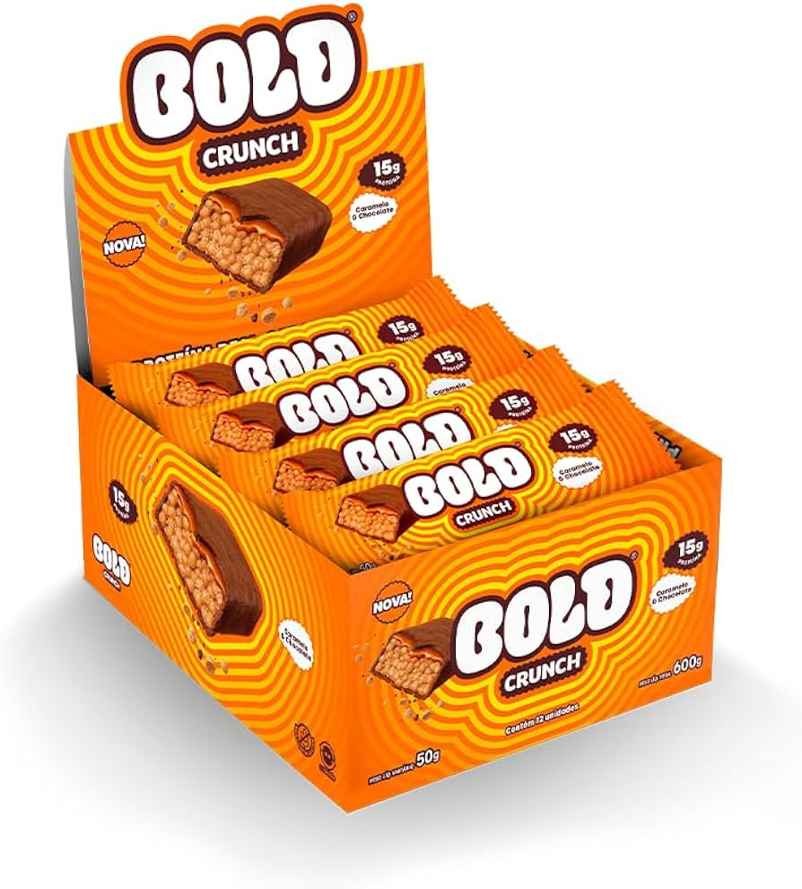 Barra de Proteína BOLD Crunch Caramelo & Chocolate (15g de Proteína) - Caixa com 12 unidades | Amazon (BR)