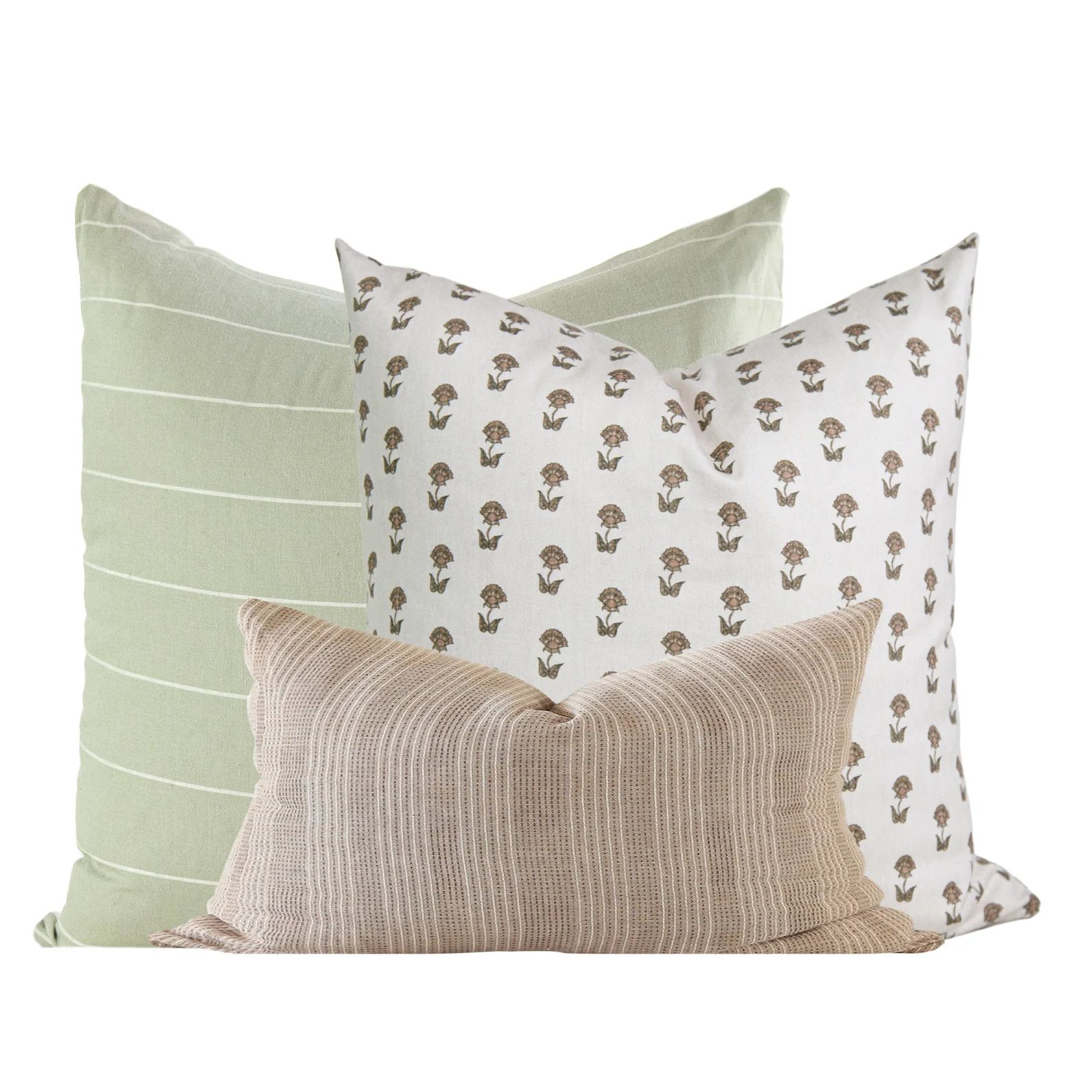 Designer Pillow Set, Green Pillow Combination Set, Hmong Throw Cover, Modern Farmhouse, Floral Co... | Etsy (US)