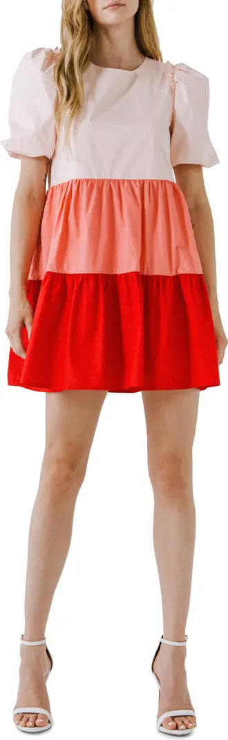 English Factory Colorblock Babydoll Dress | Nordstrom | Nordstrom