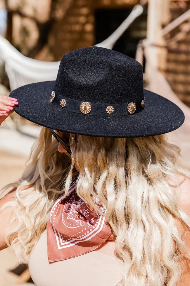 Maybe Someday Black Studded Trim Hat | Pink Lily
