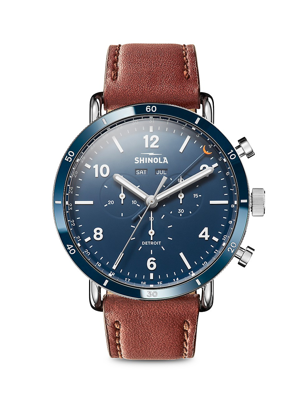Men's Canfield Sport Stainless Steel Chronograph Leather Strap Watch - Midnight Blue | Saks Fifth Avenue