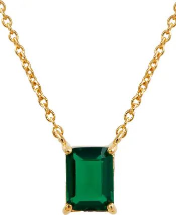 Vermeil Emerald Cut CZ Birth Stone Box Cut Necklace | Nordstrom Rack