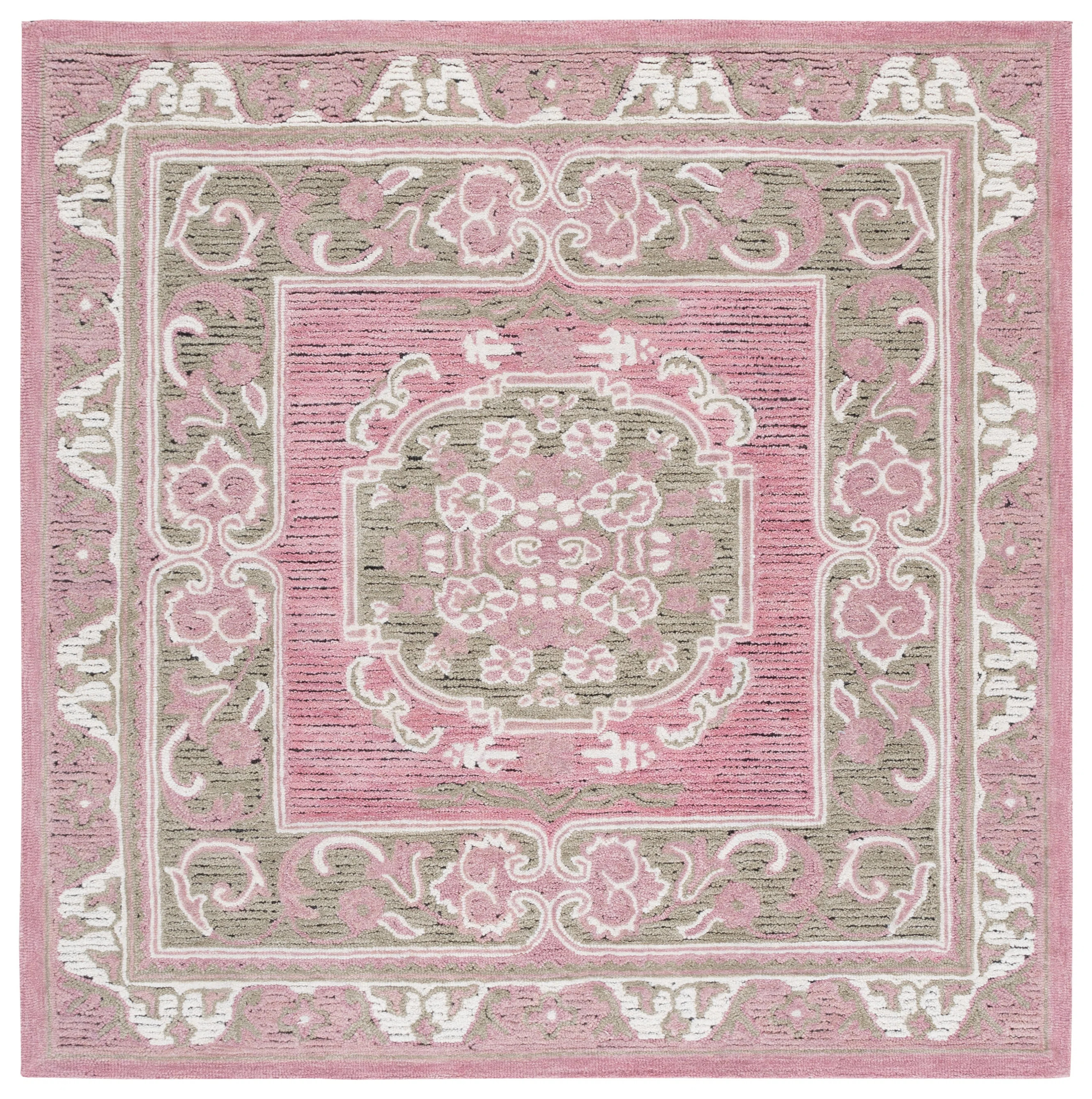 401 Hand Tufted Wool/Cotton Oriental Indoor Use Only Rug in Olive/Pink | Wayfair North America
