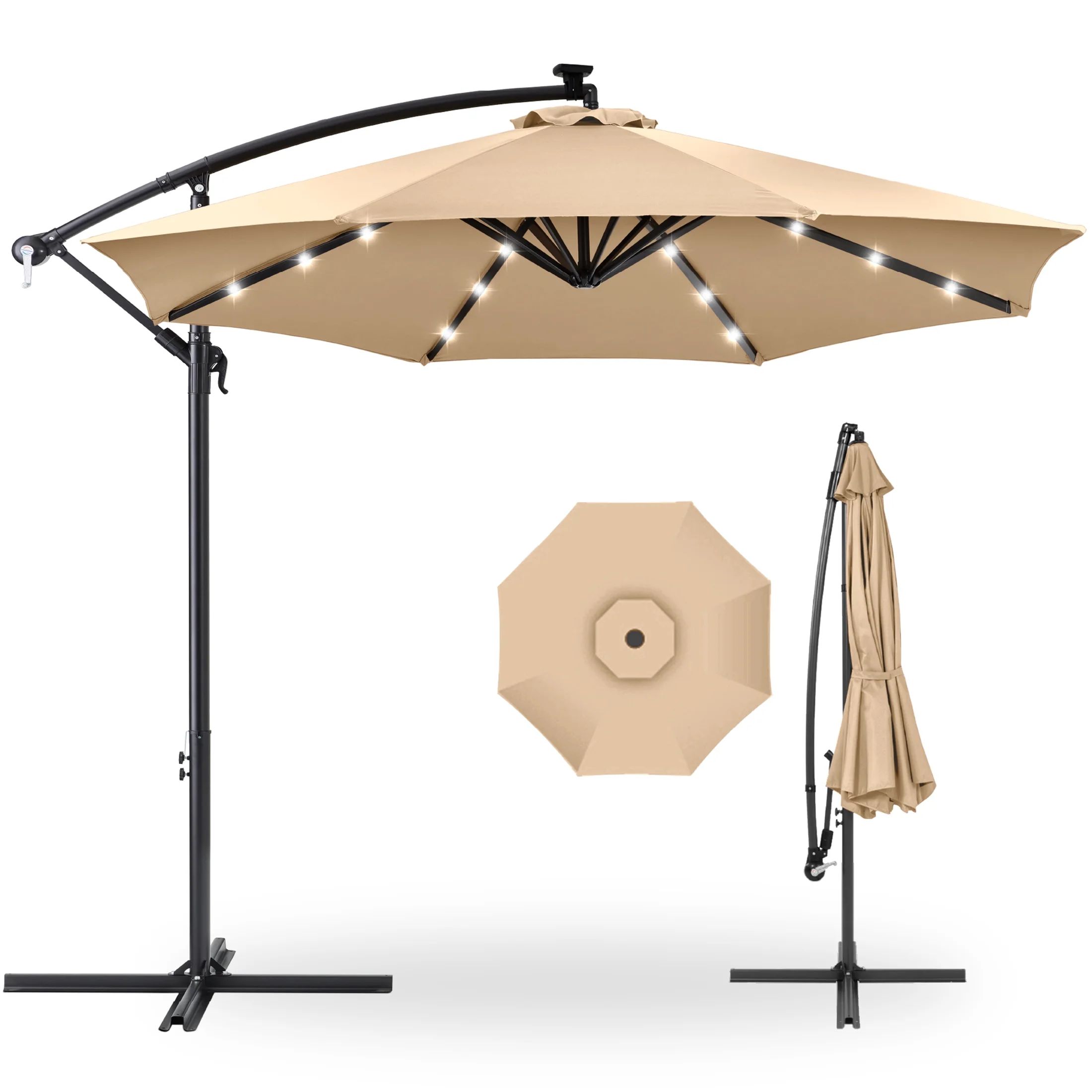 Best Choice Products 10ft Solar LED Offset Hanging Outdoor Market Patio Umbrella w/ Adjustable Ti... | Walmart (US)