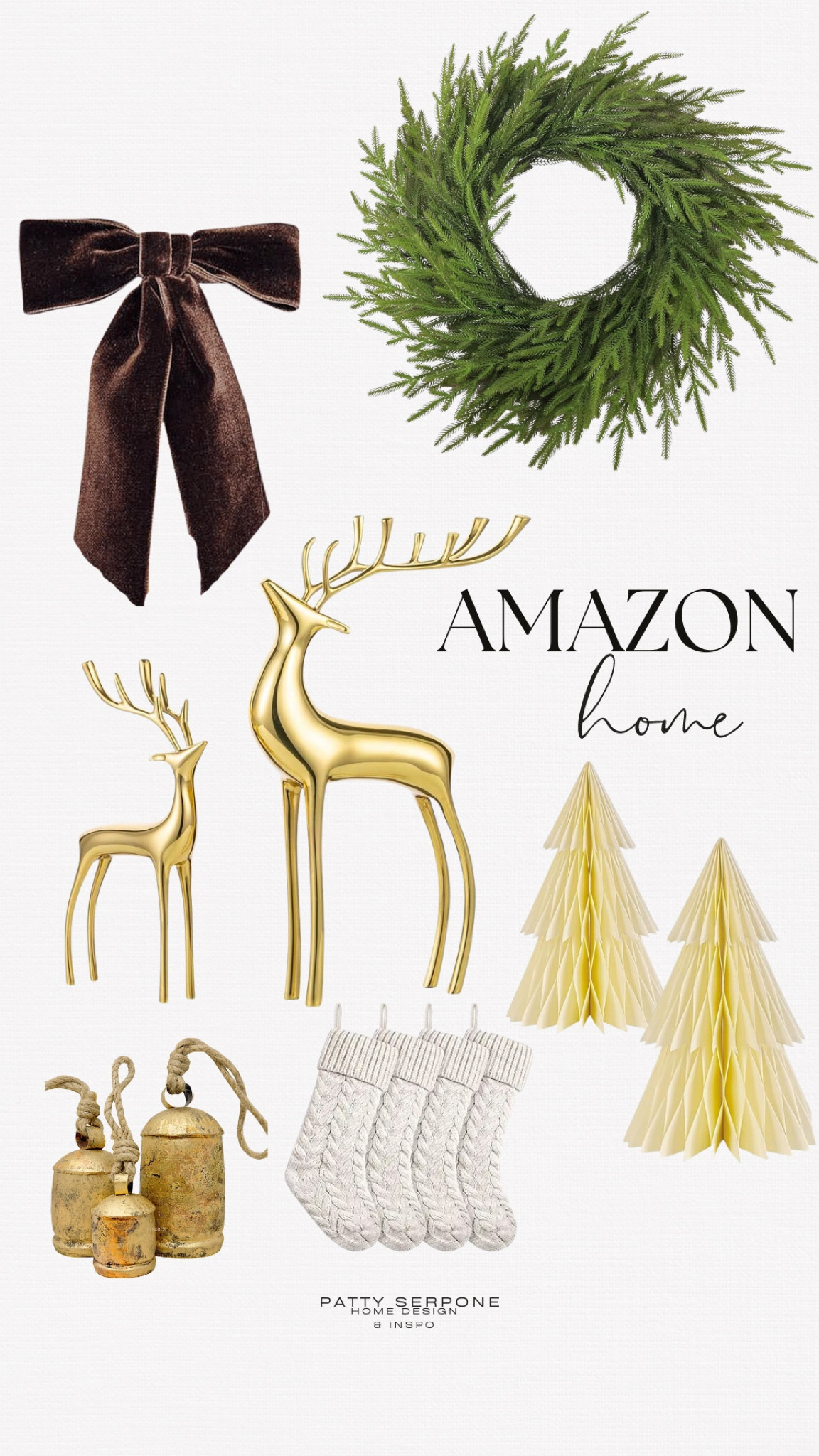 Amazon neutral home decor neutral decorative accents neutral, seasonal decor, organic, modern decor, living room, decor, gold, reindeer, Christmas, decor, holiday decor, wreath ribbon suede brown ribbon