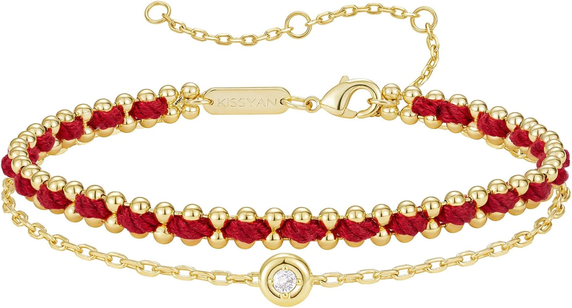 KissYan Gold Bracelet for Women, Adjustable Sports String Bracelet, 14K Gold Plated Colorful Rope... | Amazon (US)