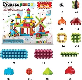PicassoTiles 120pcs Hedgehog Interlocking Building Blocks Tiles Construction Toy Set Learning Pla... | Amazon (US)