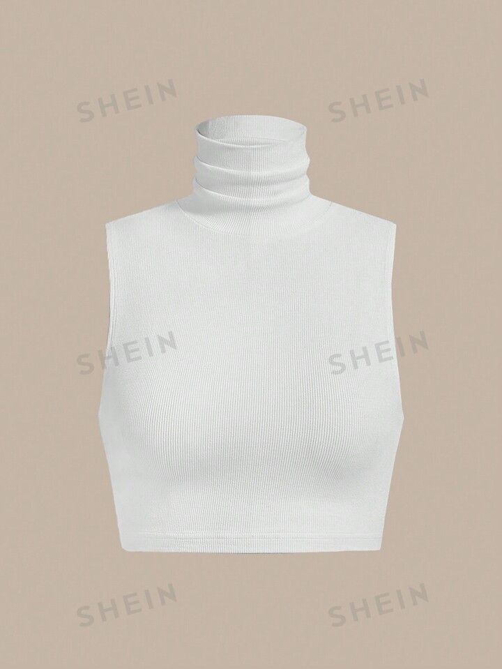 SHEIN BASICS Vrouwen Kraag Cropped Zonder mouwen Tops | SHEIN
