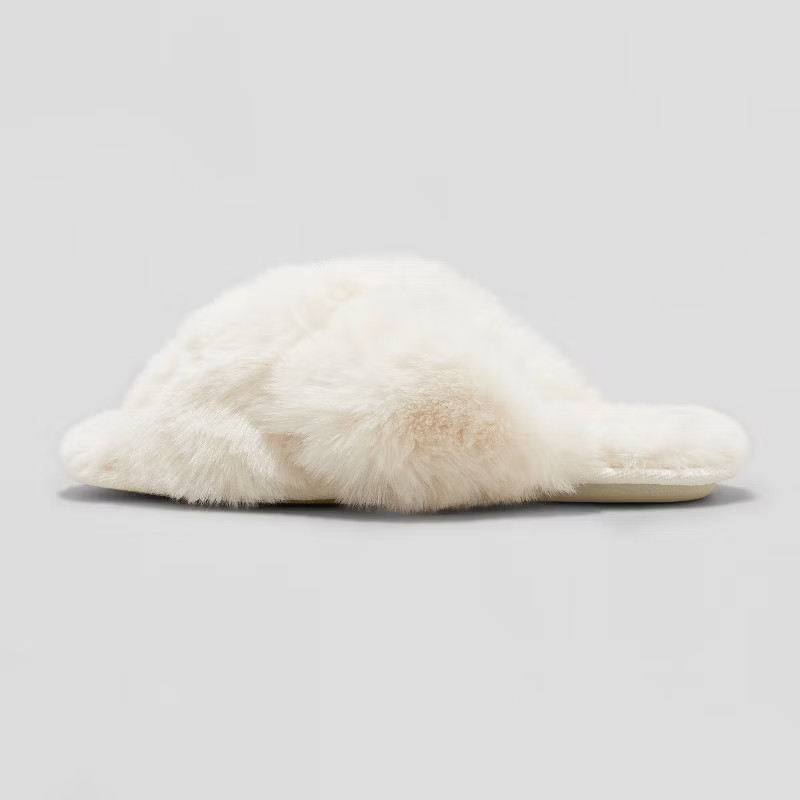 Women's Paris Crossband Fur Slide Slippers - Stars Above™ | Target