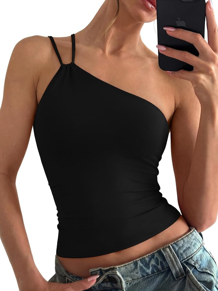 REORIA Off the Shoulder Tops for Women Summer Sleeveless Sexy Going Out Tank One Shoulder Top 202... | Amazon (US)