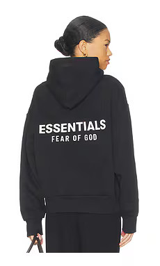 Fear of God ESSENTIALS Fleece Hoodie in Black from Revolve.com | Revolve Clothing (Global)