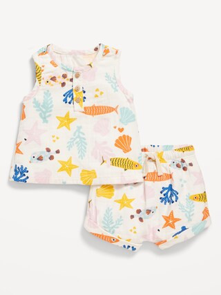 Unisex Double-Weave Tank Top and Shorts Set for Baby | Old Navy (US)