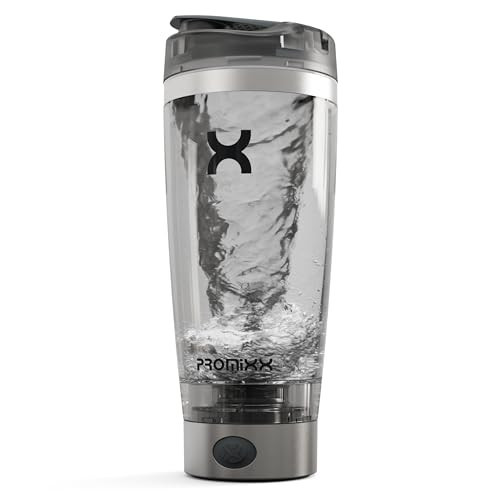 Promixx Pro Electric Protein Shaker Bottle – USB Rechargeable, 20oz BPA-Free Tritan Cup with Patented X-Blade – Smooth Shakes, Leak-proof, Portable Shaker for Protein Powder & Supplements-Silver/Gray | Amazon (US)