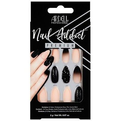 Ardell Nail Addict False Nails Black Stud & Pink Ombre - 24ct | Target