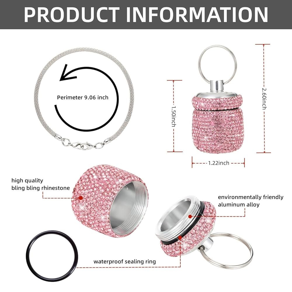Pill Case for Purse Small Pill Container Keychain Bling Pill Holder with Keychain Travel Pill Org... | Amazon (US)