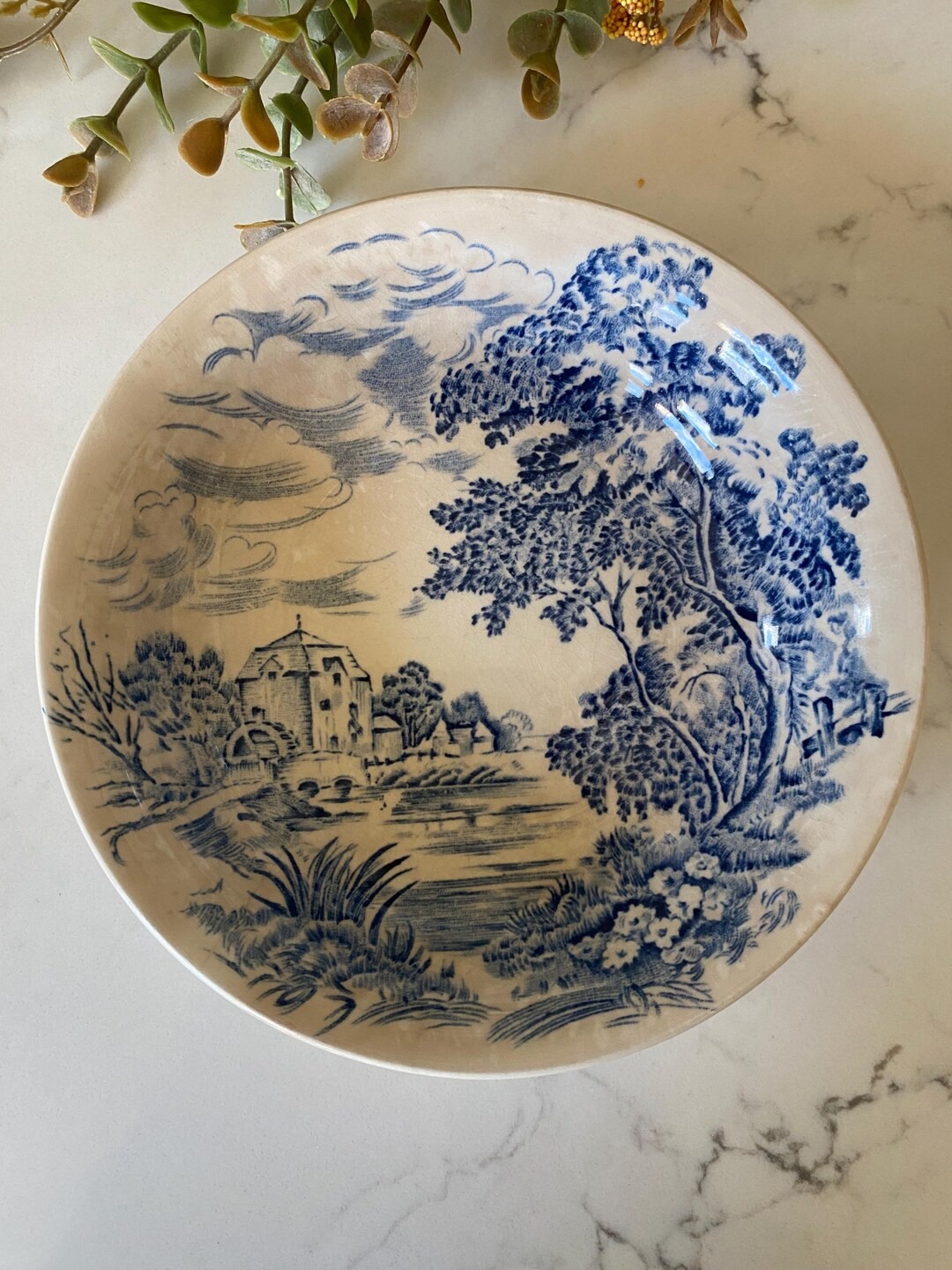 Vintage Blue Transferware Countryside Wedgewood & Co Small Fruit Bowl Made in England - Etsy | Etsy (US)