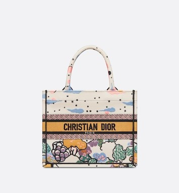 Kleine Dior Book Tote Dior Ciel de Rêve Stickerei in Latte (26,5 x 21 x 14 cm) | DIOR | Dior Couture