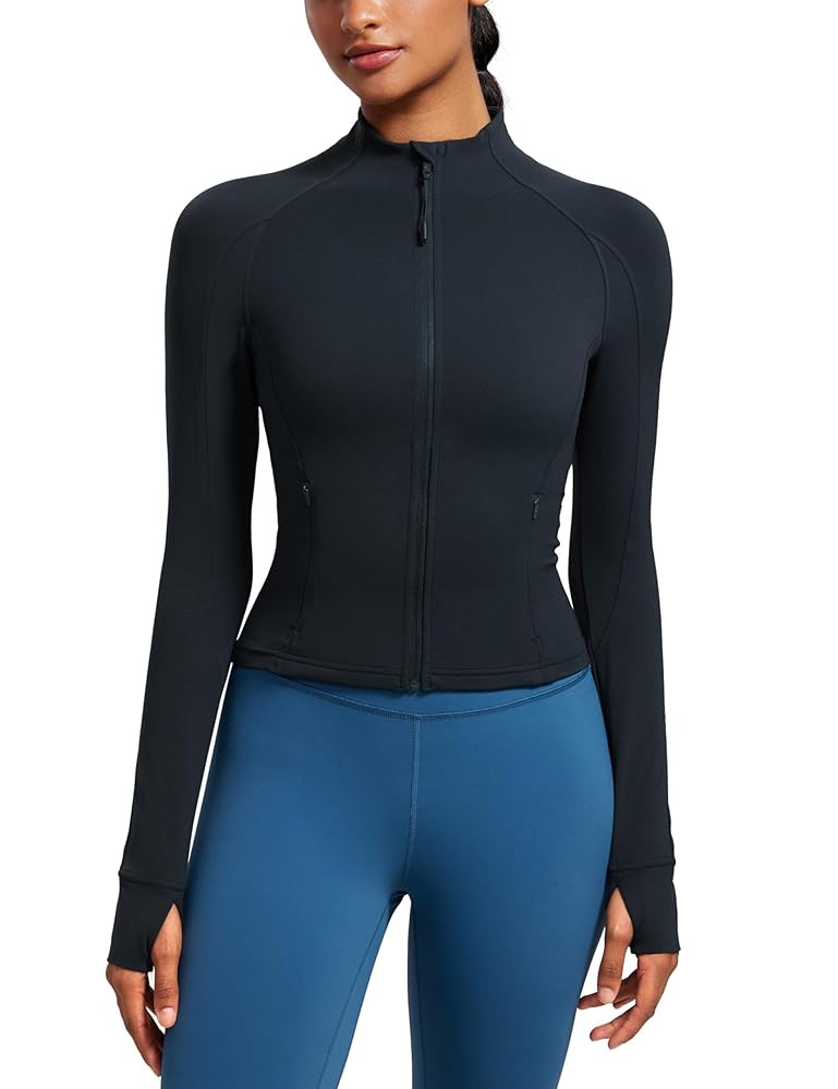 CRZ YOGA Butterluxe Womens Cropped Slim Fit Workout Jacket Weightless Track Athletic Full Zip Up ... | Amazon (US)