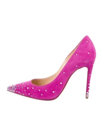 Christian Louboutin Suede Embellished Pumps | The Real Real, Inc.