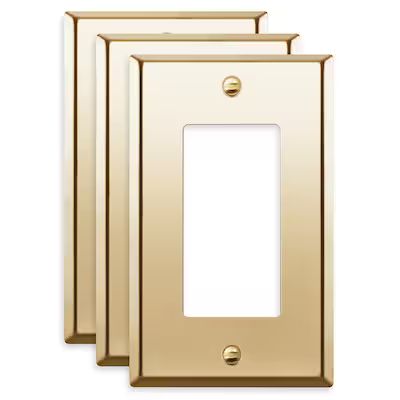 Top Greener 1-Gang Standard Decorator Wall Plate, Polished Brass (3-Pack) | Lowe's