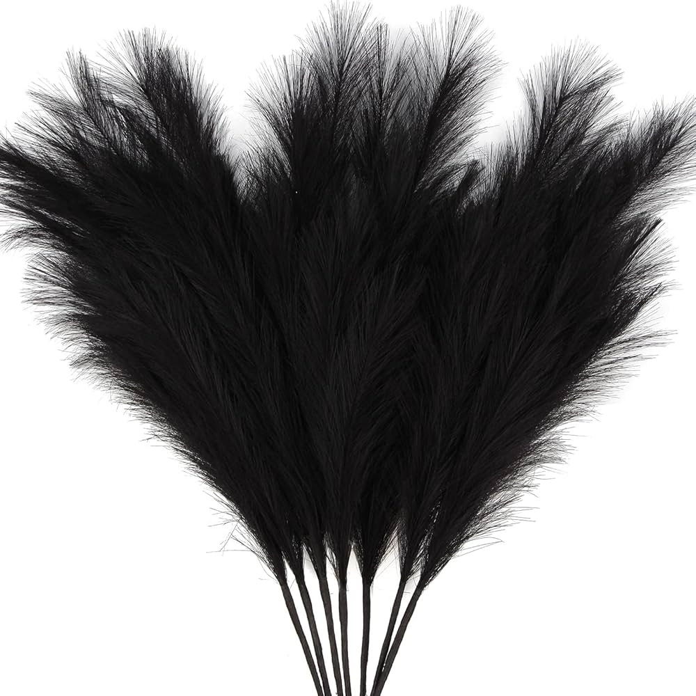 ZIFTY 7-Pcs 38"/3.1FT Black Pampas Grass Large Tall Fluffy Artificial Fake Black Flowers Gothic D... | Amazon (US)
