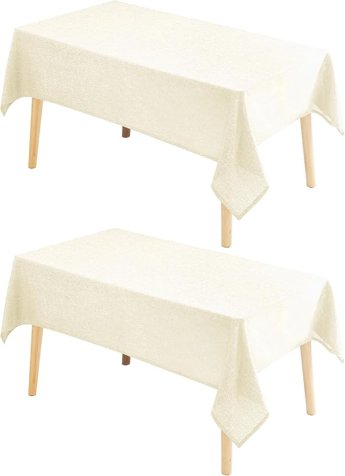 Hiasan 2 Pack Faux Linen Rectangle Tablecloth - Wrinkle and Stain Resistant Washable Table Cloth ... | Amazon (US)