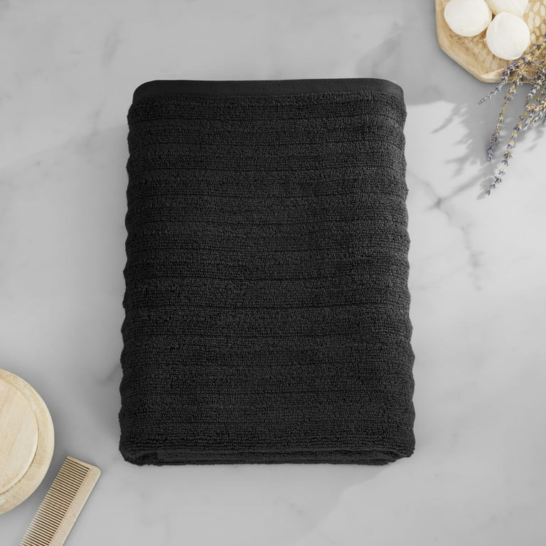 Mainstays Performance Cotton Bath Towel, Super Soft Quick Dry Fade Resistant, Textured Black | Walmart (US)