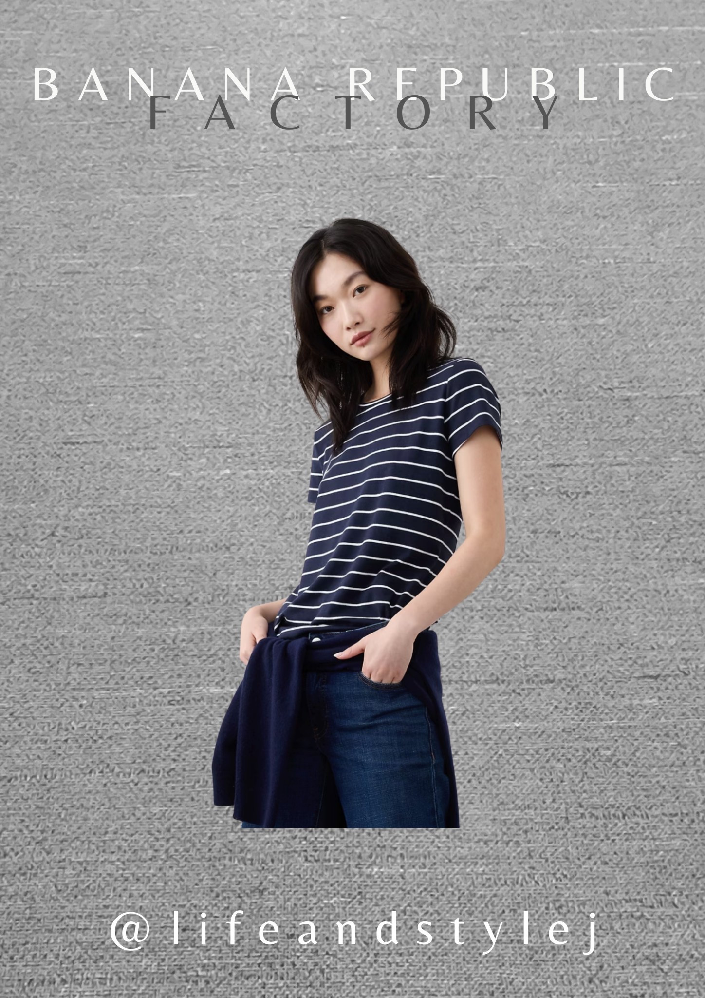 The Banana Republic Factory Timeless Crew Neck T Shirt in navy stripe is a midlife wardrobe essential with effortless polish. Style it with tailored trousers or relaxed denim, add a blazer or trench, and finish with clean sneakers or loafers for an ageless everyday look that never dates. #midlifefashion #agelessstyle #timelesswardrobe #classicstyle #everydayfashion 