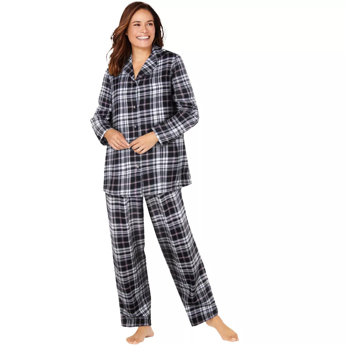 Dreams & Co. Women's Plus Size Petite Classic Flannel Pajama Set | Target
