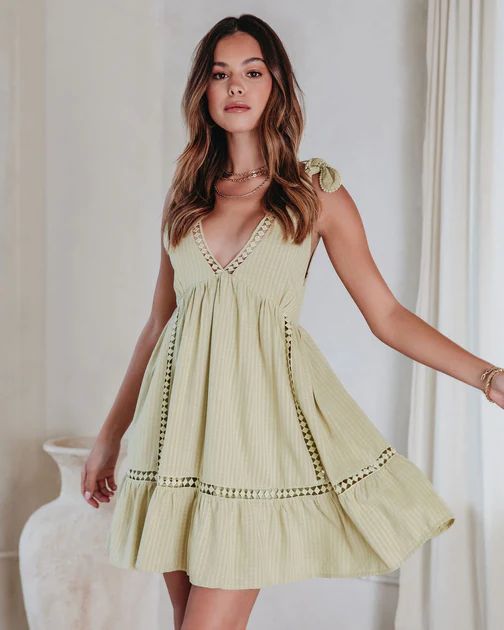 Tenley Cotton Babydoll Dress - Light Olive | VICI Collection