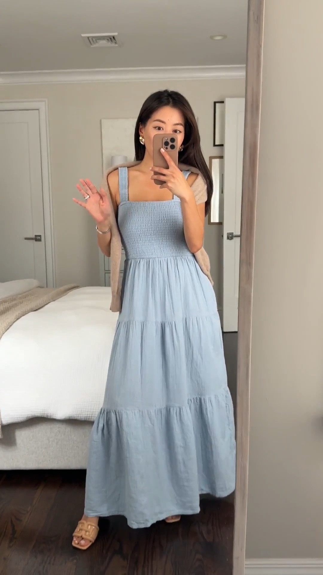 Restocked in this beautiful color! Soft, Breezy soft 100% cotton dress. Linked a few other quince dresses I love and have worn often since last summer

• Quince Organic Cotton Gauze Smocked Maxi Dress in ocean xs - breathable, light and airy, and even has pockets. Comes in several colors! 

• Over the shoulders: Mongolian cashmere crewneck sweater in oatmeal xs 

#quincepartner @onequince

#LTKStyleTip #LTKPetite #LTKFindsUnder100