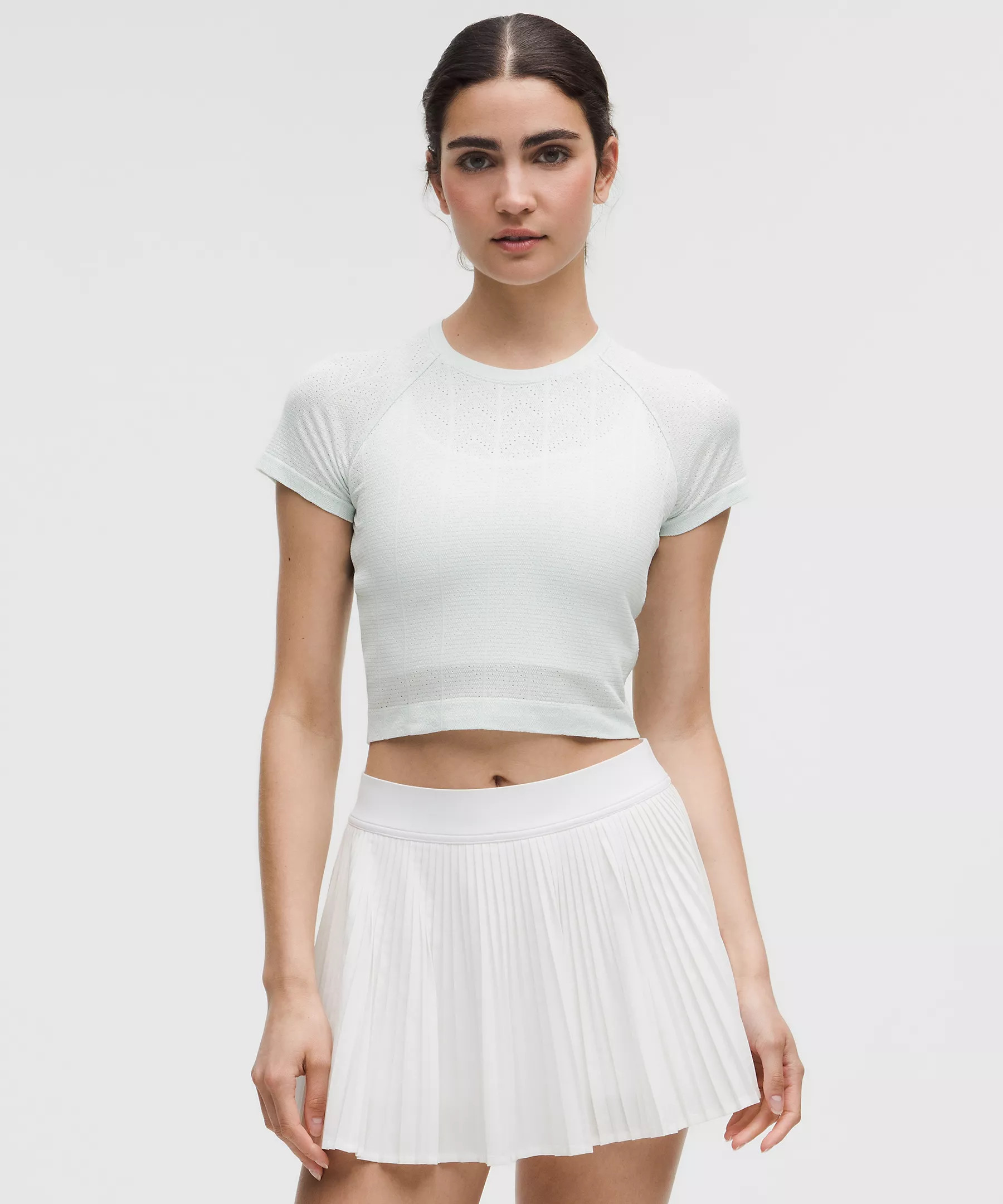 Swiftly Pointelle Cropped Short-Sleeve Shirt | lululemon (CA)