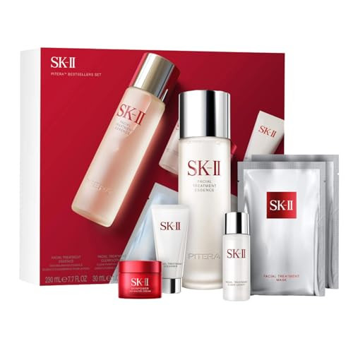 SK-II Best Sellers Skincare Gift Set - Anti Aging Skincare Set Includes Full Size Facial Essence, Travel Size Cleanser, Toner & Face Cream & 2 Sheet Masks (6 Count) | Amazon (US)