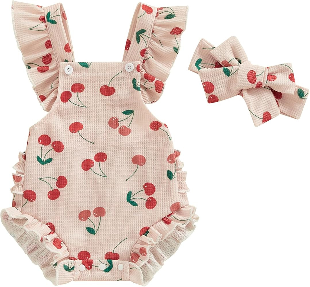 Mubineo Baby Girl Summer Clothes Ruffle Overall Romper Outfits Cute Sleeveless Overalls Rompers N... | Amazon (US)