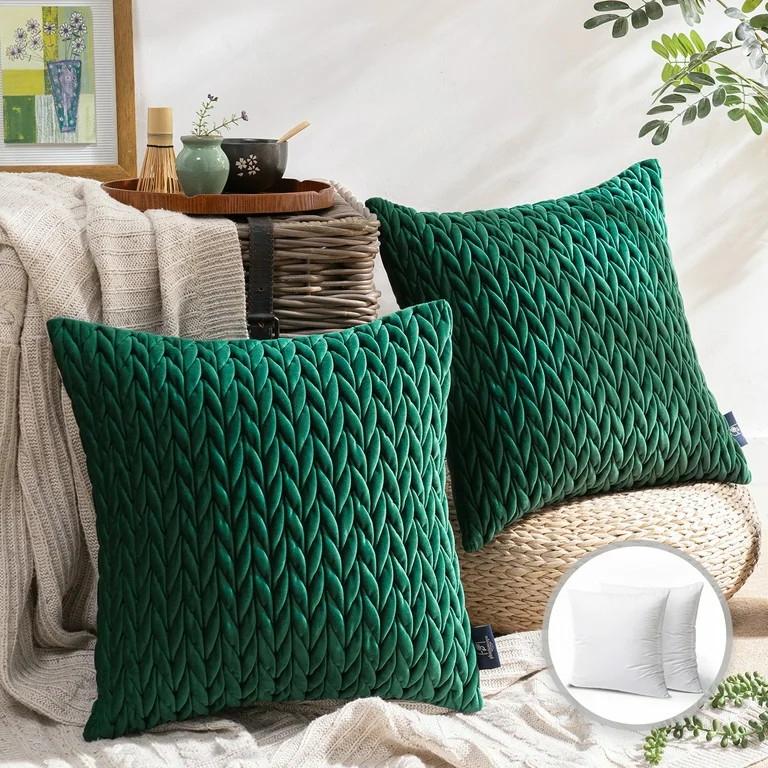 Phantoscope 18" x 18" Modern Dark Green Chevron Polyester Throw Pillow , ( 2 Count) | Walmart (US)