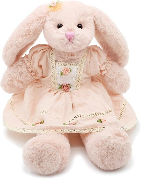 Small Soft Stuffed Animal Bunny Rabbit Plush Toy for Baby Girls 15inch (Pink Rabbit Wearing Pink ... | Amazon (US)