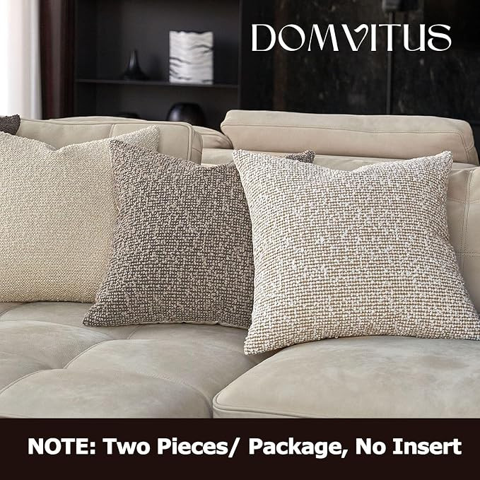 DOMVITUS 18x18 Pillow Covers Set of 2, Boucle Pillow Covers, Decorative Neutral Accent Throw Pill... | Amazon (US)