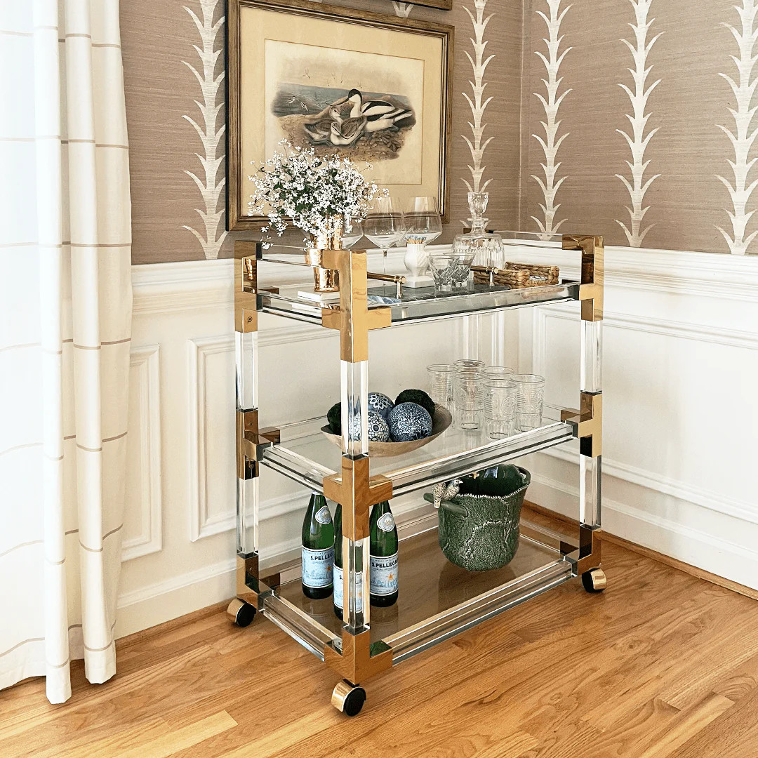 Acrylic Bar Cart with Gold/Silver Hardware | Clear Modern