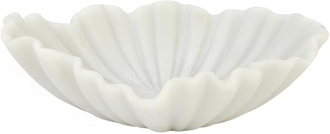 Scalloped Sandstone Resin Decorative Bowl - 11.7" Off-white Shell Shaped Catch All Bowl for Entry... | Amazon (US)